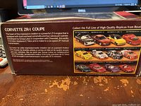 Back of the box showing Corvette ZR-1 Coupe description and images of other model cars in the Revell series