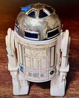 Front view of the Star Wars Kenner R2-D2 figure showing detailed wear on paint and body.