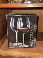 Box of two Cristal D'Arques brand new wine glasses showing packaging details