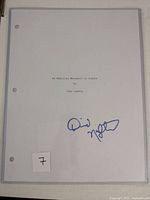 Front of script cover page signed by David Naughton.