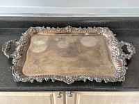 Overall top view of rectangular tray on countertop