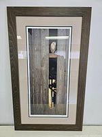 Full view of the framed limited edition print depicting owl and wood panels