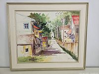 Full frontal view of framed watercolour painting showing overall condition and presentation