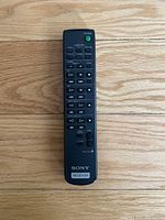 Top view of the remote control showing the buttons layout and Sony branding.