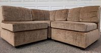 Front view of assembled three-piece sectional outdoors