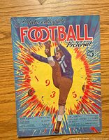 Front cover of 1935 The Intercollegiate Football Pictorial magazine showing a player kicking, with vintage 1930s artwork and typography.