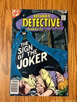 Front cover of Detective Comics #476 showing Batman and three men lying on the ground with the text 'The Sign of the Joker'.