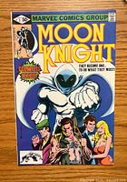 Front cover of Moon Knight #1 comic book with Marvel Comics Group banner and premiere issue label.