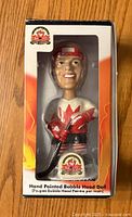 Front view of boxed Paul Henderson hockey bobblehead doll in Team Canada 1972 uniform.