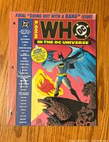 Front cover of sealed loose leaf Who's Who in the DC Universe featuring Batman illustration and colorful design