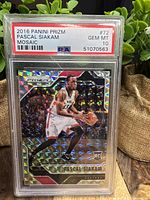 Front of the 2016 Pascal Siakam Panini Prizm Mosaic card in PSA graded case, showing artwork and PSA 10 grade label.