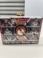 Front of sealed Mega Box showing Panini Chronicles branding, 5 cards per pack and 20 packs per box