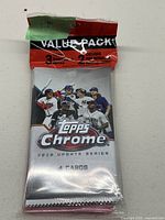 Sealed value pack of 2020 Topps Chrome Update Series baseball cards showing pack art with players and 'Value Pack' text on red header.
