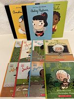 Set of 11 children's biography books by Brad Meltzer about famous historical figures including Audrey Hepburn, Amelia Earhart, Rosa Parks, Albert Einstein, Martin Luther King Jr., Jackie Robinson, Jane Goodall, Abraham Lincoln, and Helen Keller.