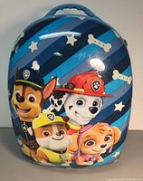Front view of the Paw Patrol themed suitcase showing characters and design
