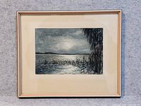 Framed antique watercolour painting showing the full work and framing.