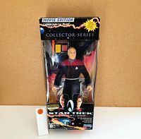 Photo of the Captain Jean-Luc Picard Star Trek Generations collectible figurine in its original packaging, showing front of box and figurine inside.