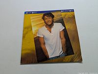 Front cover of Andy Gibbs Greatest Hits vinyl LP showing artist in white shirt, close-up pose.