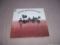 Original front album cover of Blood, Sweat & Tears LP showing band members and title with reddish gradient background.