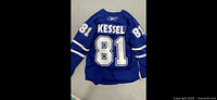 Back view of blue Toronto Maple Leafs jersey with number 81 and 'Kessel' name