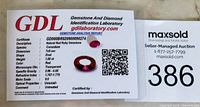 Certificate from Gemstone And Diamond Identification Laboratory showing details of a 1.00 ct natural red ruby gemstone.