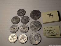 All 10 coins displayed showing the eagle reverse design and note with lot details.