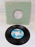 45 RPM vinyl record of 'Paint It Black' by The Rolling Stones with plain white paper sleeve in background.