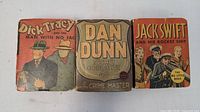 Front covers of three Big Little Books: Dick Tracy, Dan Dunn, and Jack Swift.