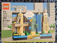 Front of new sealed Lego Creator 40519 box showing 'New York Postcard' set with 253 pieces and recommended age 9+