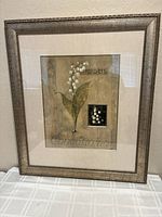Framed signed print by Fabrice de Villeneuve titled "Convallaria" showing full view of frame and artwork.