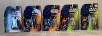 Lot of five Kenner Star Wars action figures sealed on original cards with visible wear