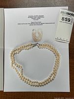 Necklace laid flat with appraisal paperwork visible