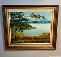 Frontal view of the vintage oil painting showing the full artwork and frame.