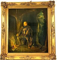 Frontal close view of painting and ornate frame