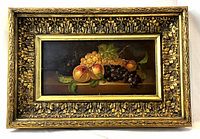 Full-frontal view of the framed oil painting showing overall composition and frame.