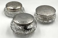 Three jars grouped together, viewed from above and slightly angled