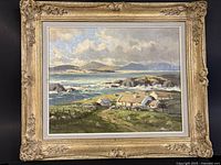 Front view of framed oil painting showing subject and overall condition