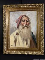 Frontal view of the framed oil painting