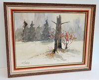 Full view of framed watercolour painting showing the artwork and frame details