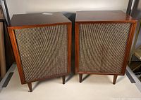 Front view of both speaker cabinets side by side