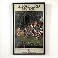 Front view of the framed Stratford Festival poster hanging on a white wall showing full poster details and frame.