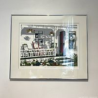 Full front view of framed print on wall