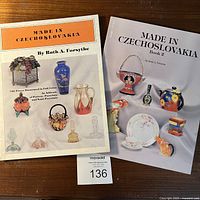 Front covers of the two collector books on Czechoslovakian pottery, porcelain, crystal perfume bottles and glass items.