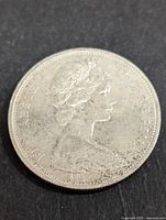 Obverse side of the coin showing the D.G. Regina portrait with visible fine details and signs of wear.