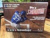 Front view of sealed 2020 Topps Stadium Club Baseball Blaster box showing Vladimir Guerrero Jr.