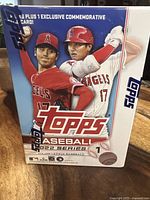 Front view of sealed 2022 Topps Series 1 Baseball Blaster Box featuring Shohei Ohtani images and Topps branding.