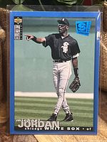 Front photo of Michael Jordan Upper Deck Special Edition Blue Baseball Card wearing Chicago White Sox uniform