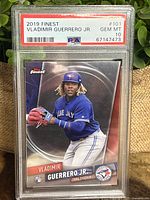 Front side view of the 2019 Finest #101 Vladimir Guerrero Jr. rookie card slabbed and graded PSA 10 Gem Mint.