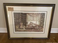 Full view of framed Christmas Morning print by Trisha Romance shows the artwork, frame, and matting.