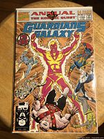 Front cover of the Guardians of the Galaxy Annual comic book showing multiple characters and colorful Marvel Comics branding